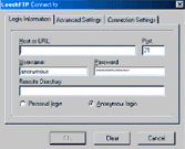 Ventana de conexión de LeechFTP
